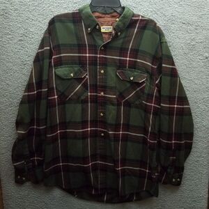 Northwest Blue L Flannel Plaid Multicolor Button-Down Shirt 53" 32.5" 25.75"